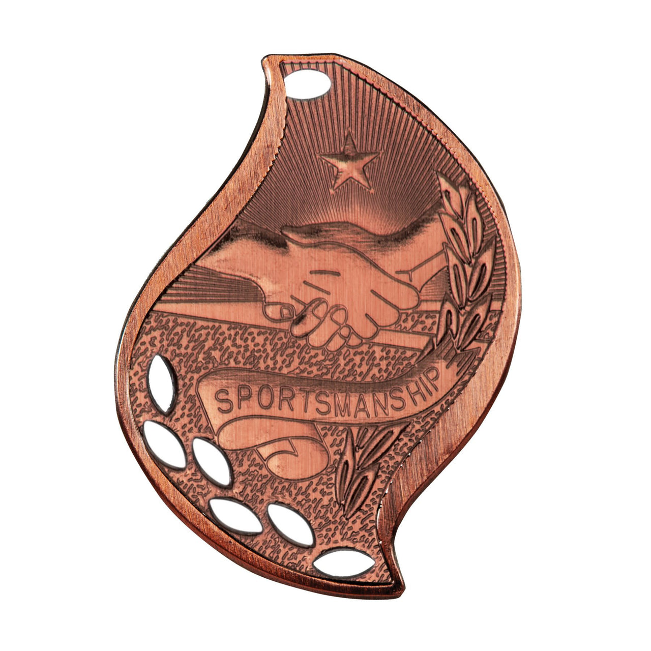 2 1/4" Bright Gold Sportsmanship Laserable Flame Medal