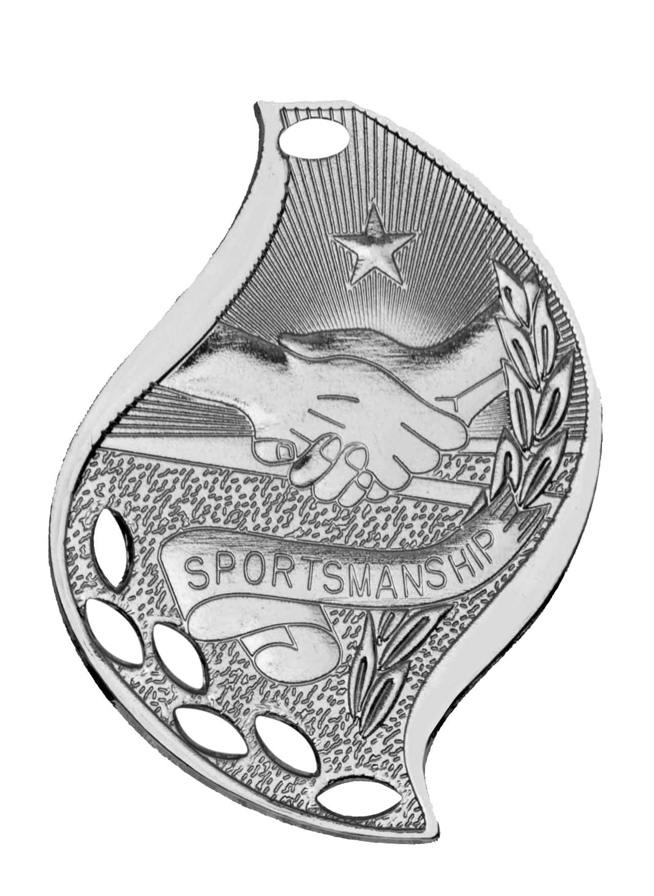 2 1/4" Bright Gold Sportsmanship Laserable Flame Medal