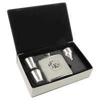 Thumbnail for 6 oz. White Laserable Leatherette Flask Gift Set