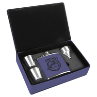 Thumbnail for 6 oz. Purple Laserable Leatherette Flask Gift Set