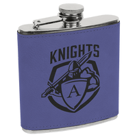 Thumbnail for 6 oz. Purple/Black Laserable Leatherette Stainless Steel Flask