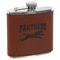 Thumbnail for 6 oz. Football Laserable Leatherette Stainless Steel Flask