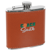 Thumbnail for 6 oz. Basketball Laserable Leatherette Stainless Steel Flask