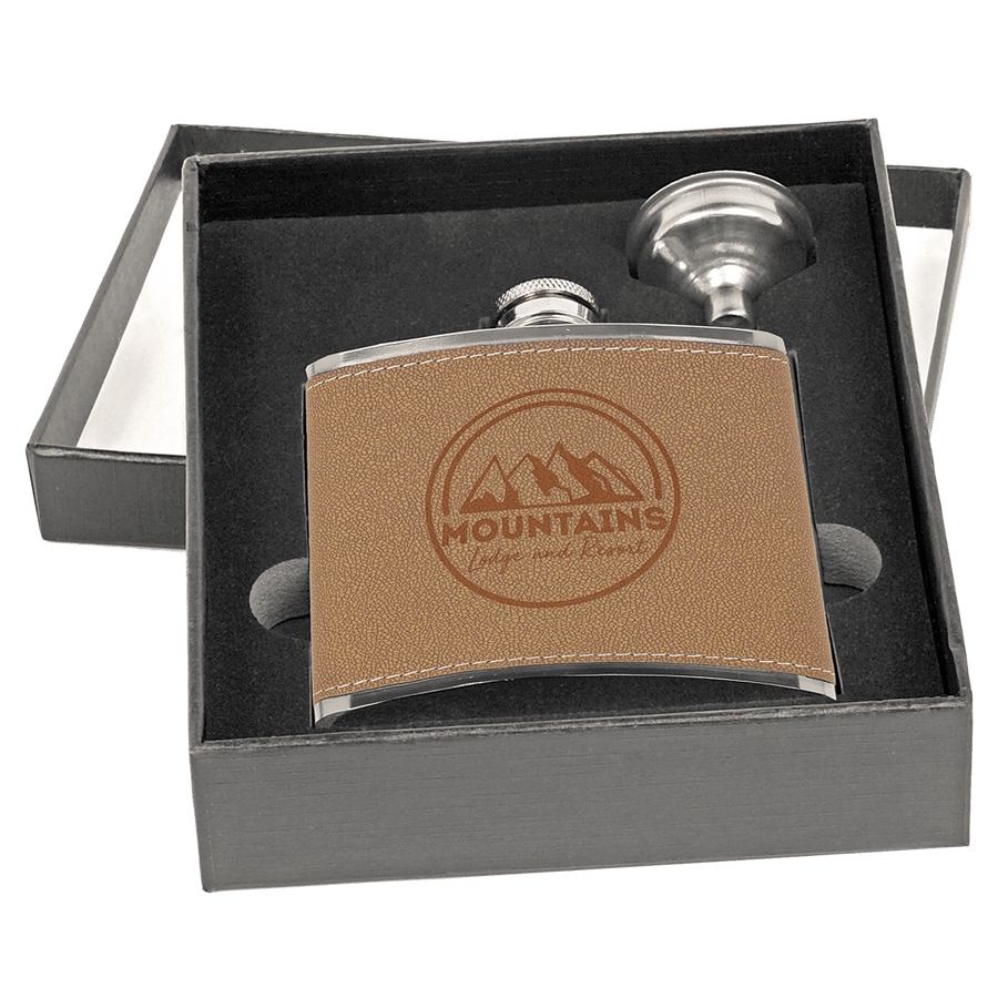6 oz. Matte Black Flask Set in Black Presentation Box