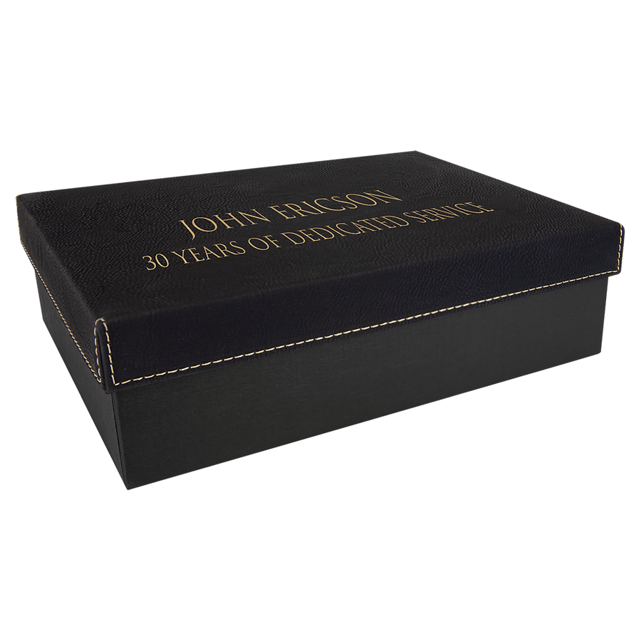 9 3/4" x 7" Gray Gift Box with Laserable Leatherette Lid
