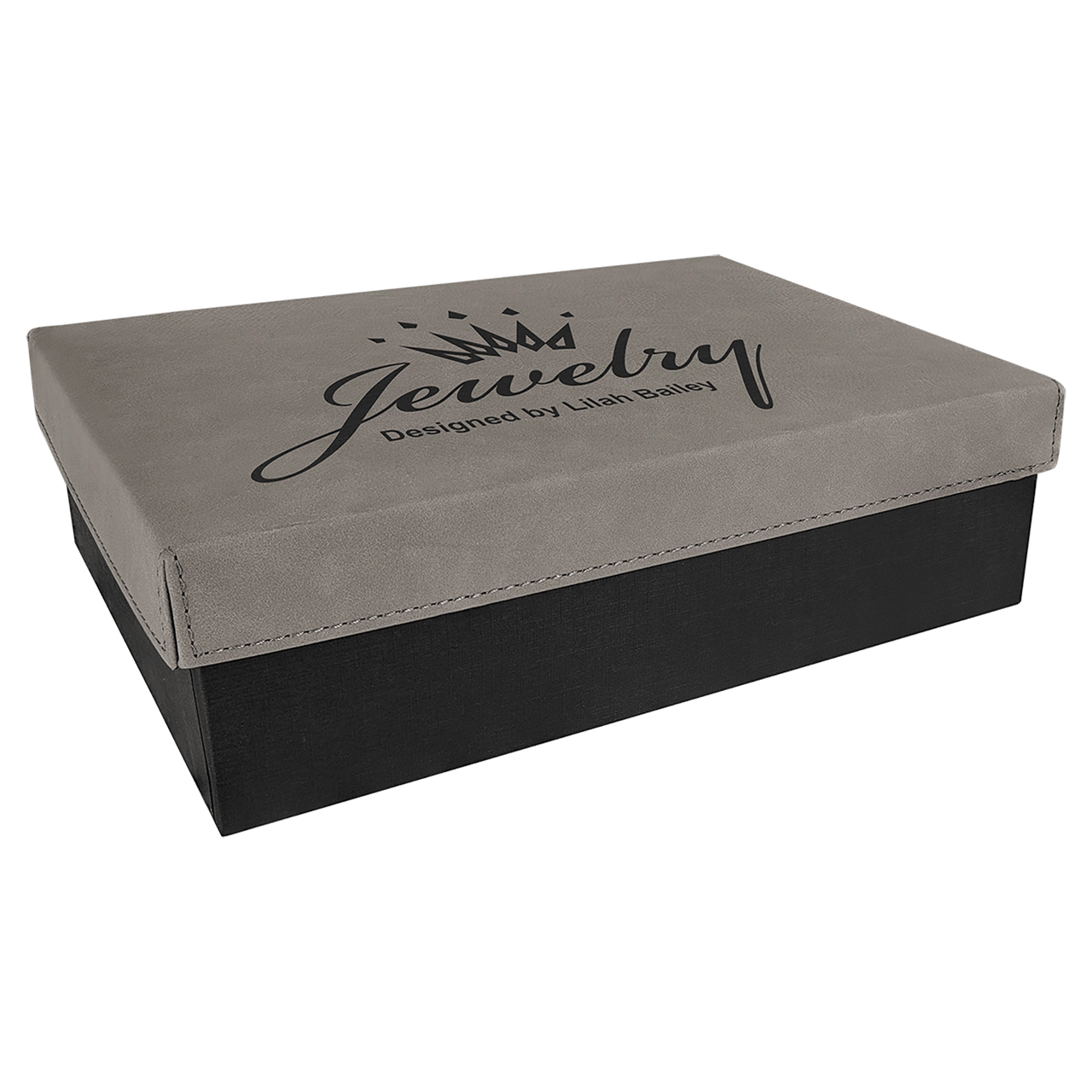 9 3/4" x 7" Gray Gift Box with Laserable Leatherette Lid