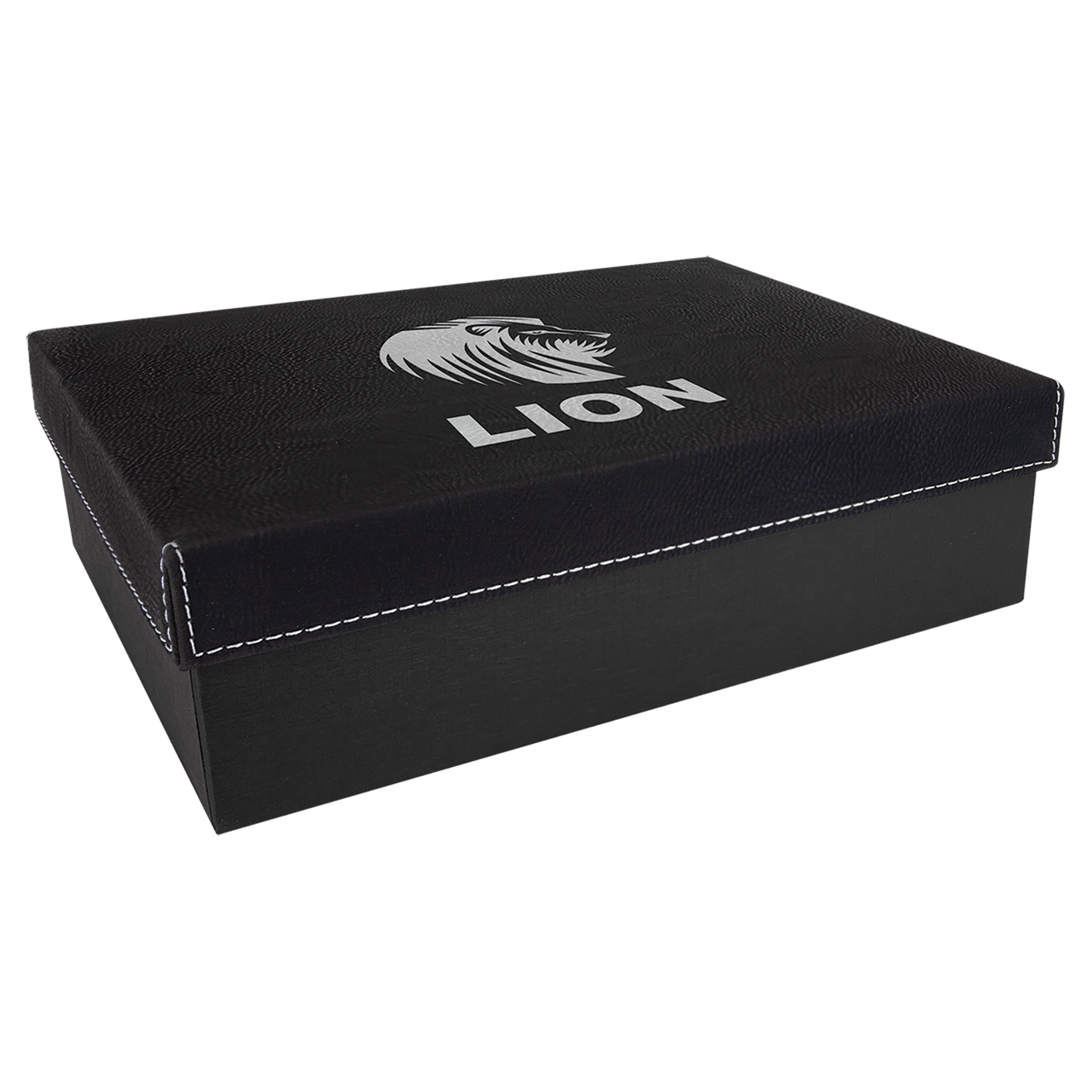 9 3/4" x 7" Gray Gift Box with Laserable Leatherette Lid