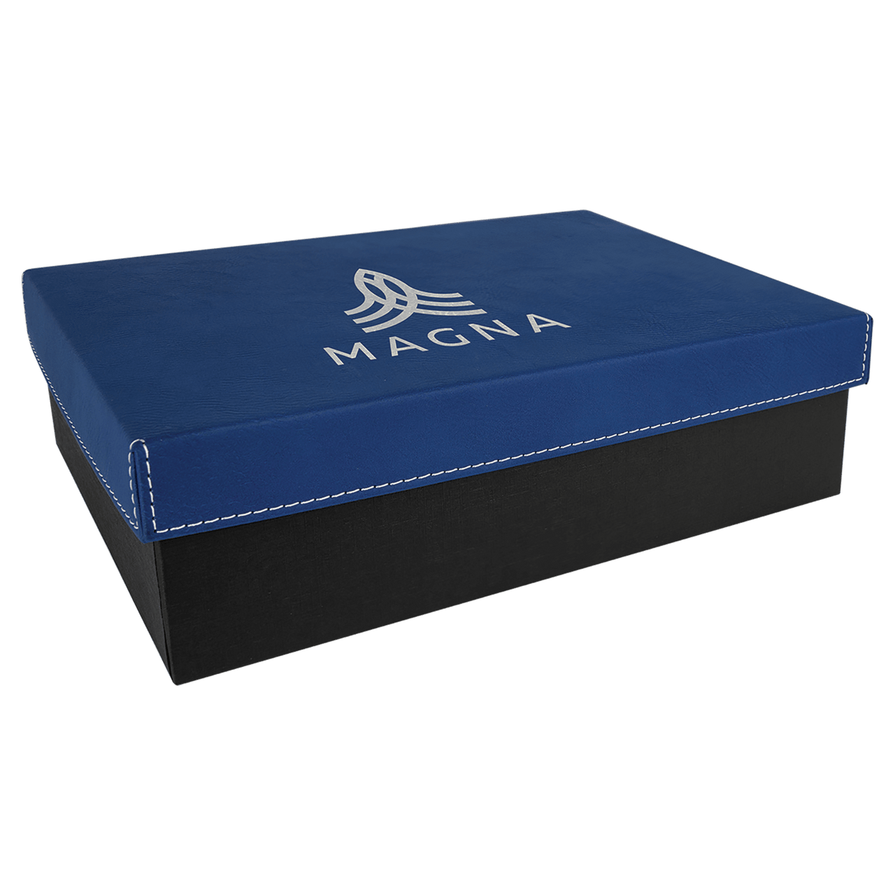9 3/4" x 7" Gray Gift Box with Laserable Leatherette Lid