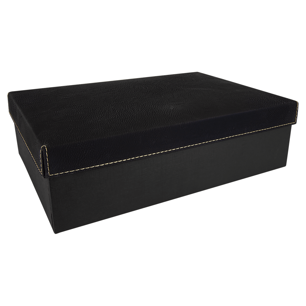 11 3/4" x 7 3/4" Black/Gold Gift Box with Laserable Leatherette Lid