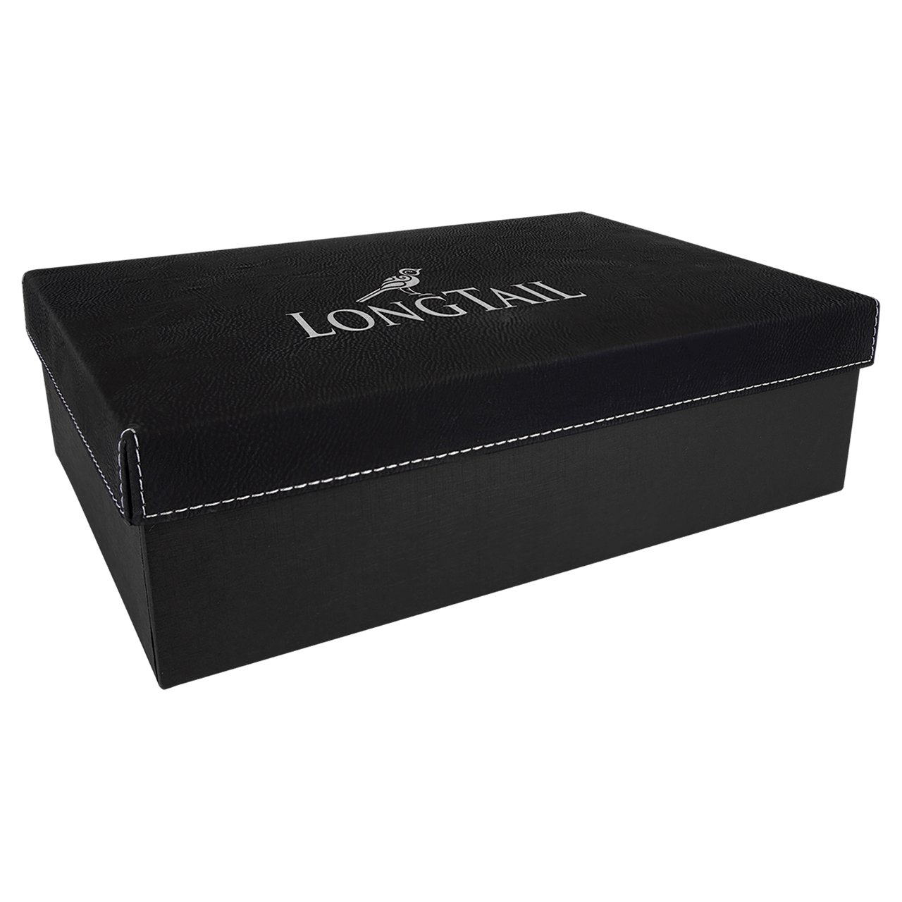 11 3/4" x 7 3/4" Black/Silver Gift Box with Laserable Leatherette Lid