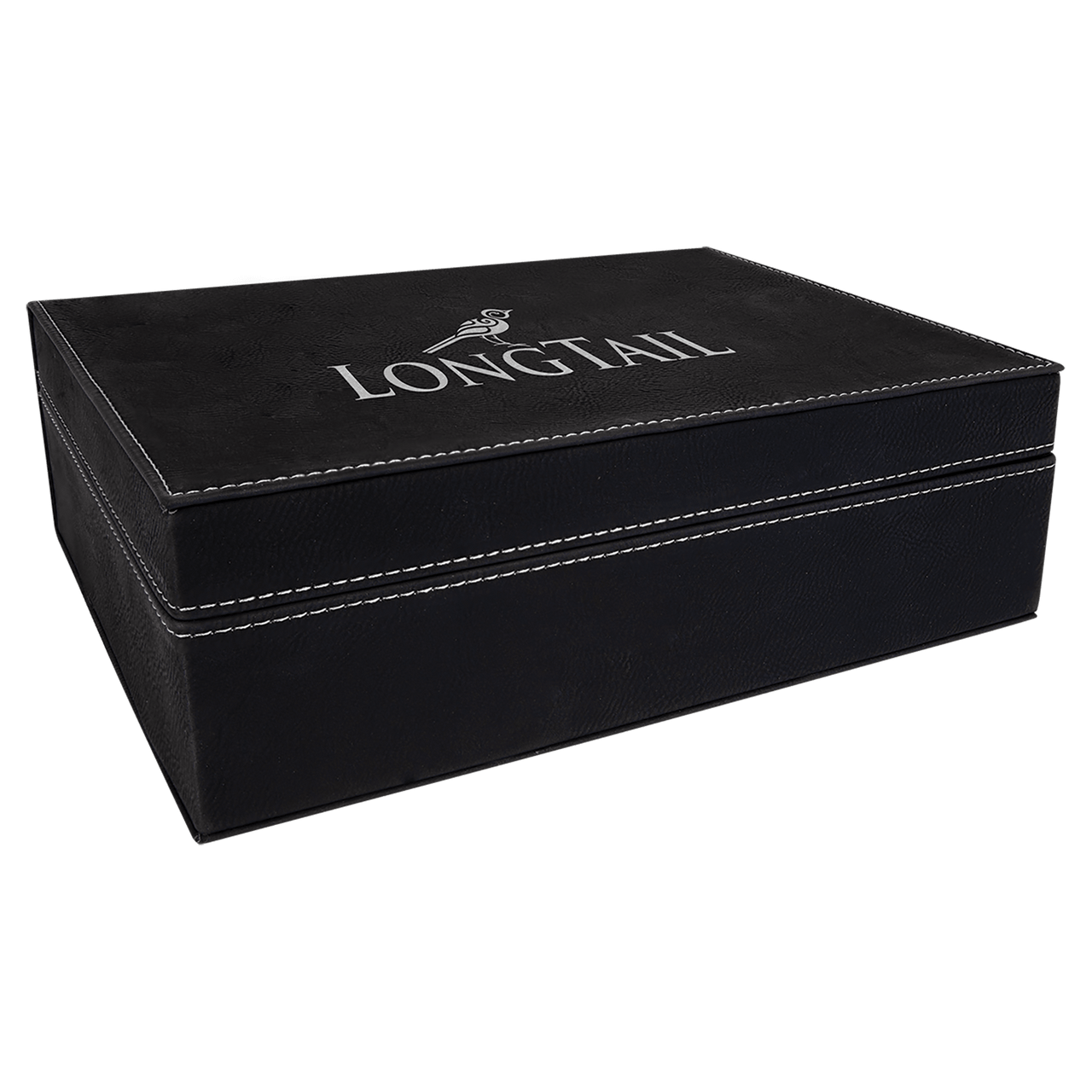 10 1/4" x 7 1/2" Black/Silver Laserable Leatherette Premium Gift Box