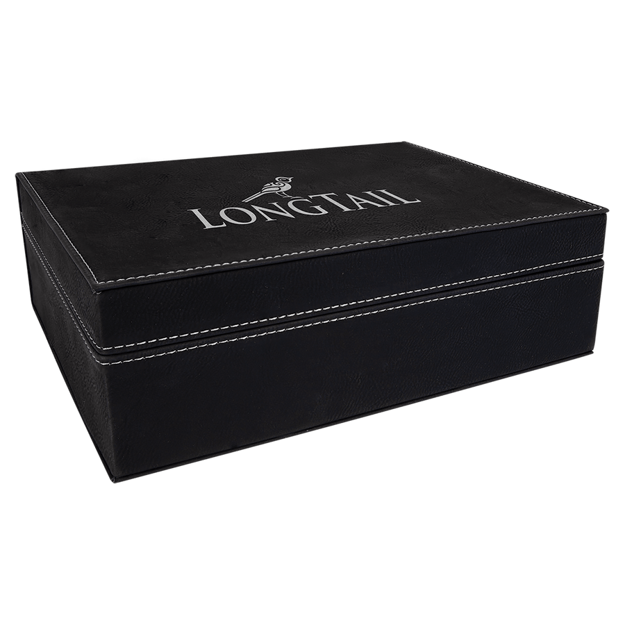 10 1/4" x 7 1/2" Black/Gold Laserable Leatherette Premium Gift Box