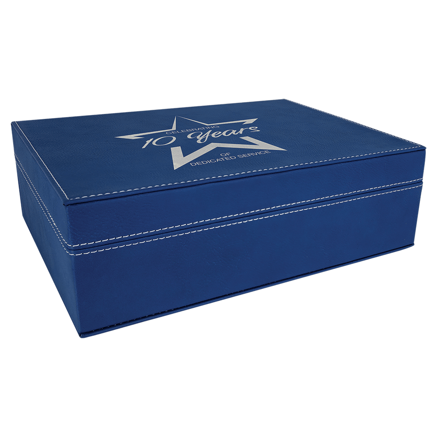 10 1/4" x 7 1/2" Black/Gold Laserable Leatherette Premium Gift Box
