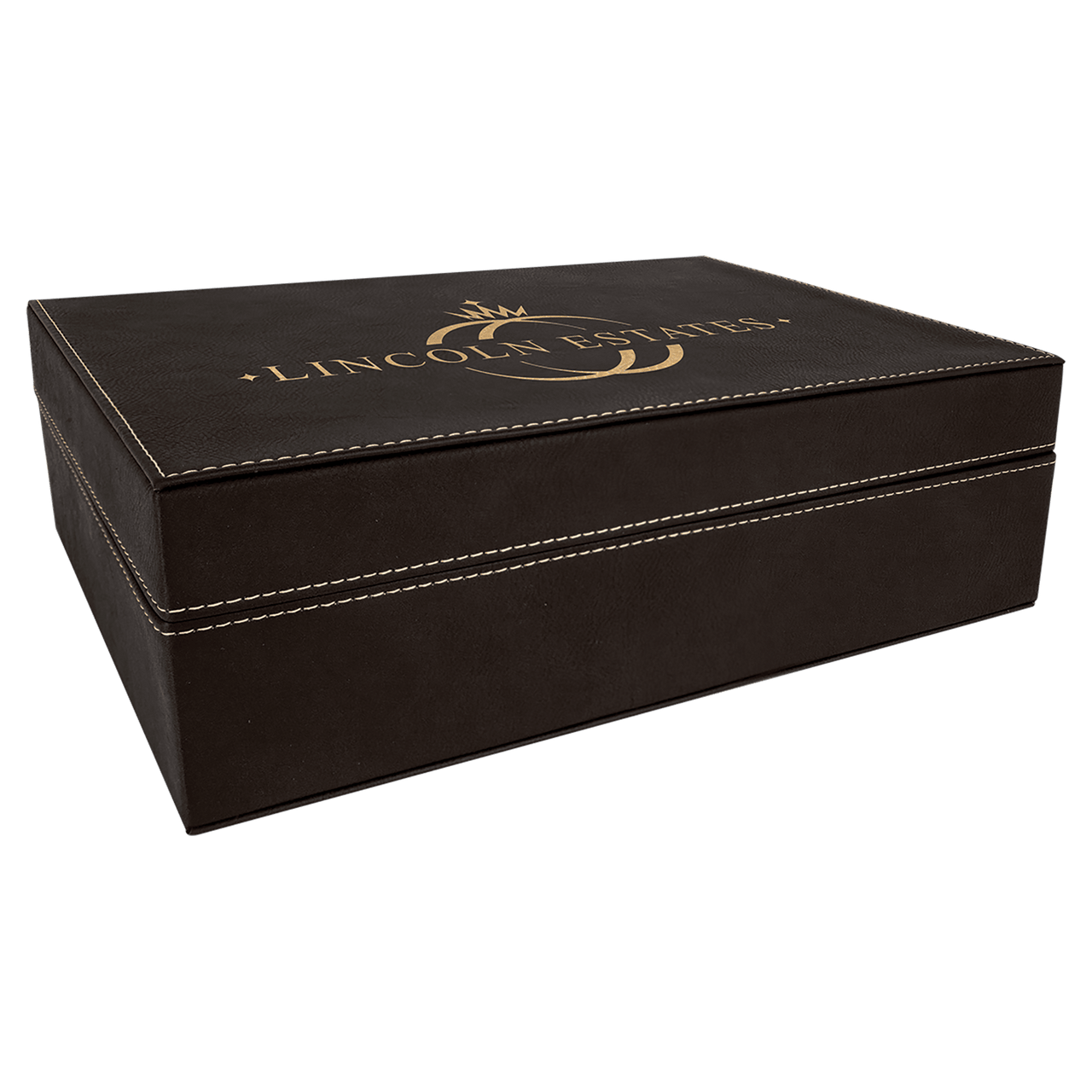 12 1/4" x  8 1/4" Black/Gold Laserable Leatherette Premium Gift Box