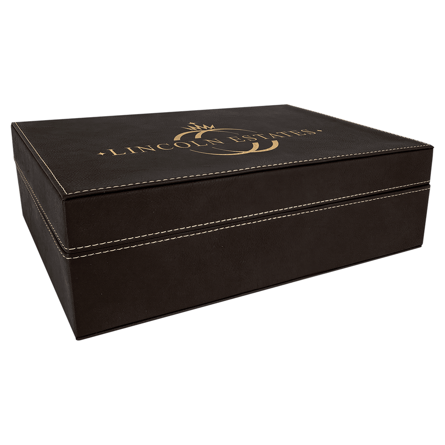 12 1/4" x  8 1/4" Gray Laserable Leatherette Premium Gift Box