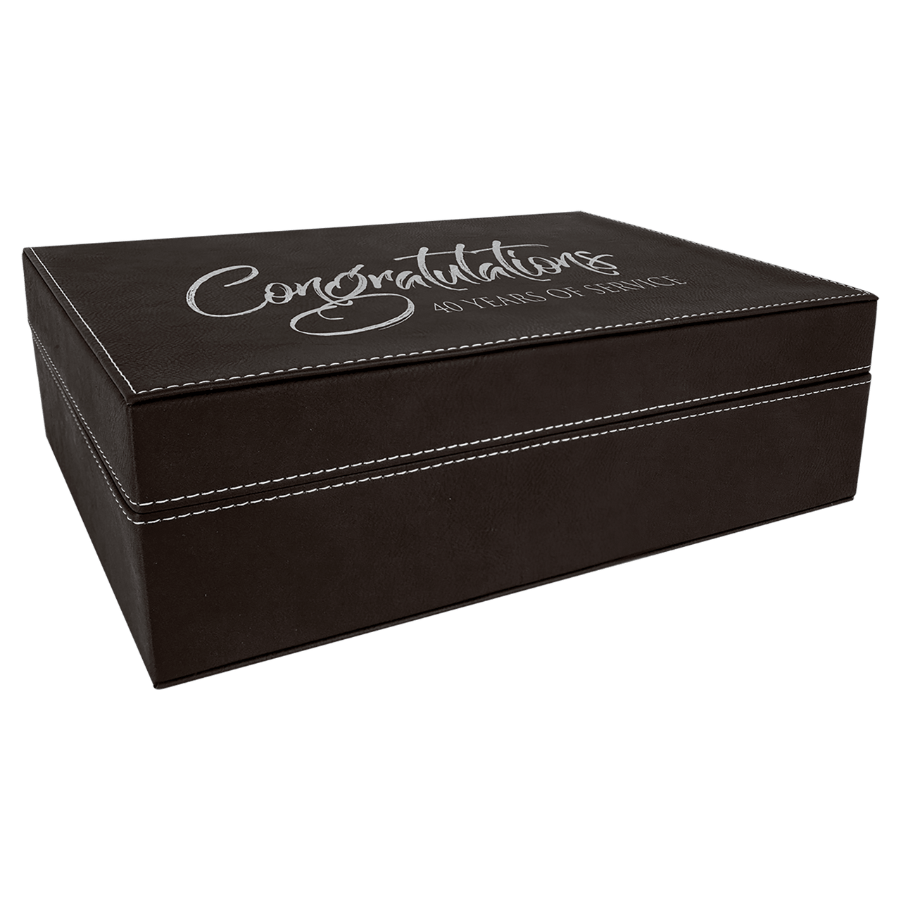 12 1/4" x  8 1/4" Black/Silver Laserable Leatherette Premium Gift Box