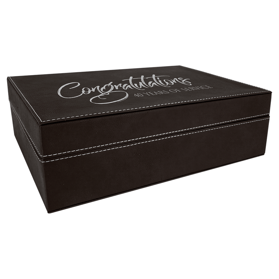 12 1/4" x  8 1/4" Gray Laserable Leatherette Premium Gift Box