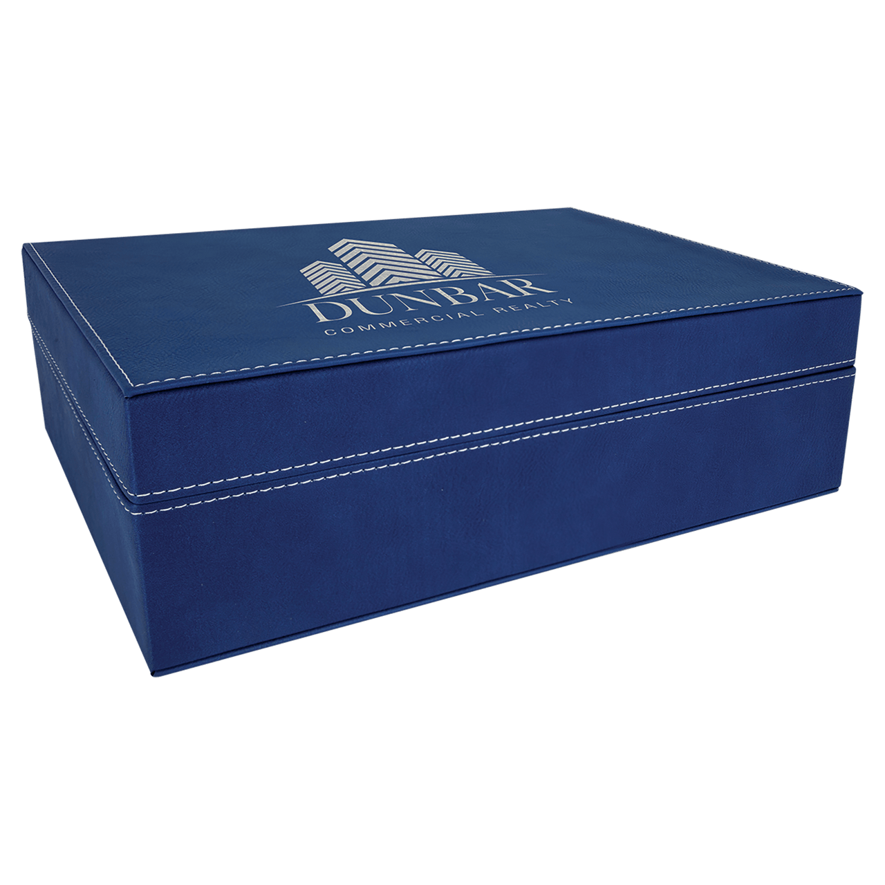 12 1/4" x  8 1/4" Blue/Silver Laserable Leatherette Premium Gift Box