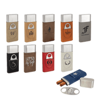 Thumbnail for White Laserable Leatherette Cigar Case with Cutter