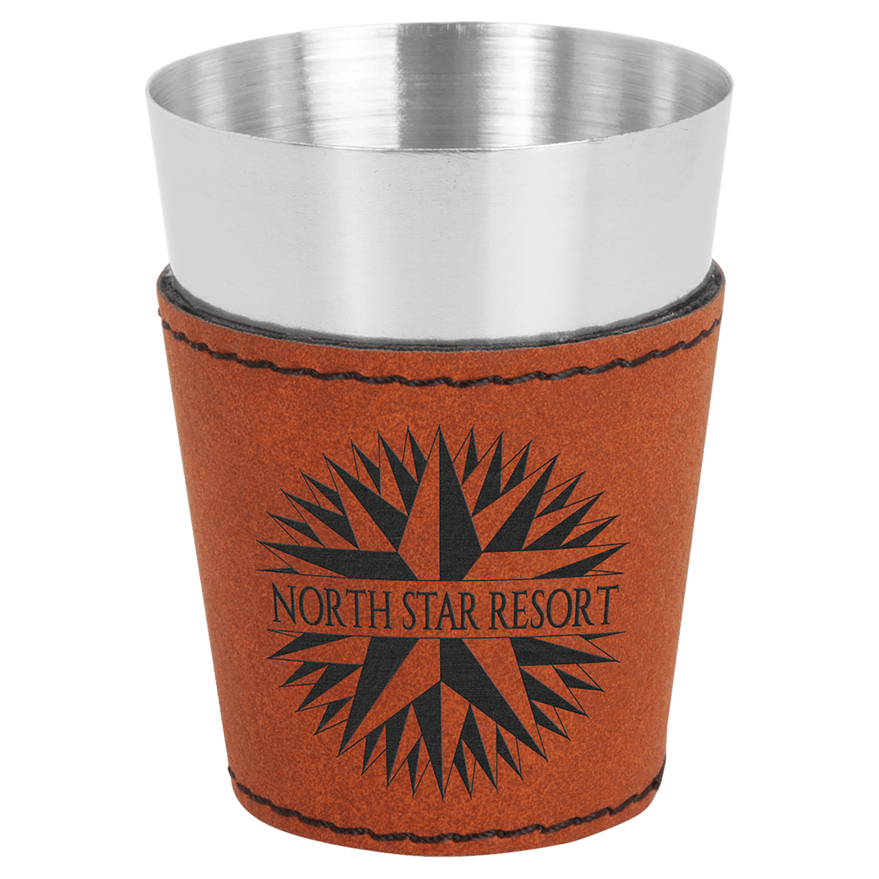 2 oz. Laserable Leatherette & Stainless Steel Shot Glass