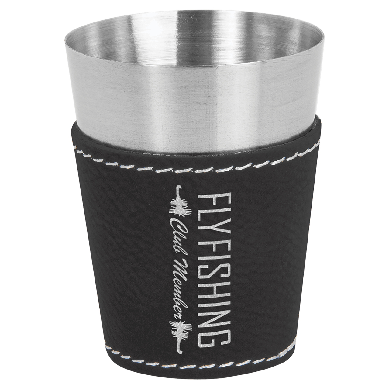 2 oz. Laserable Leatherette & Stainless Steel Shot Glass