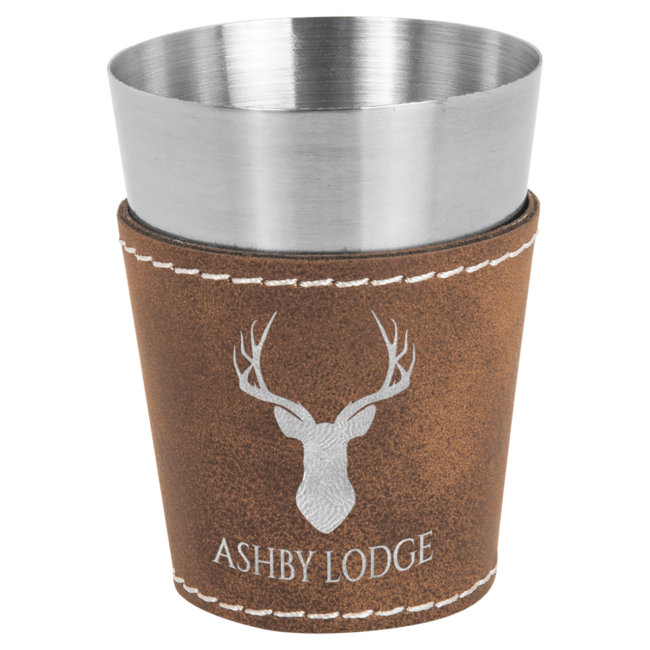 2 oz. Laserable Leatherette & Stainless Steel Shot Glass