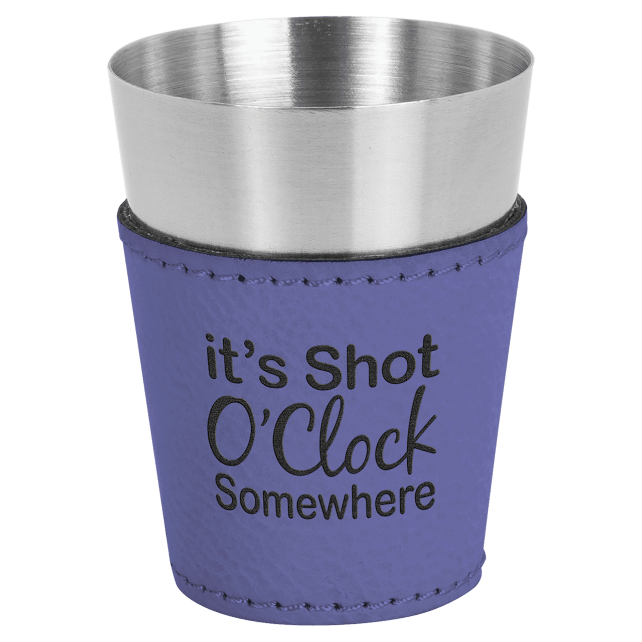 2 oz. Laserable Leatherette & Stainless Steel Shot Glass