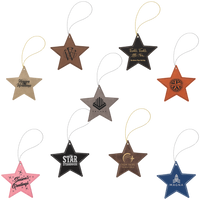 Thumbnail for Laserable Leatherette Star Ornament with Strings Sample Set