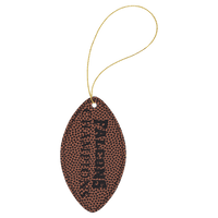 Thumbnail for Football Laserable Leatherette Ornament with Gold String