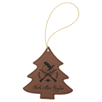 Thumbnail for Dark Brown Laserable Leatherette Tree Ornament with Gold String
