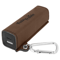 Thumbnail for Dark Brown Laserable Leatherette 2200 mAh Power Bank with USB-C Cord