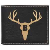 Thumbnail for Black/Gold Laserable Leatherette Bi-Fold Wallet w/Flip  ID Display