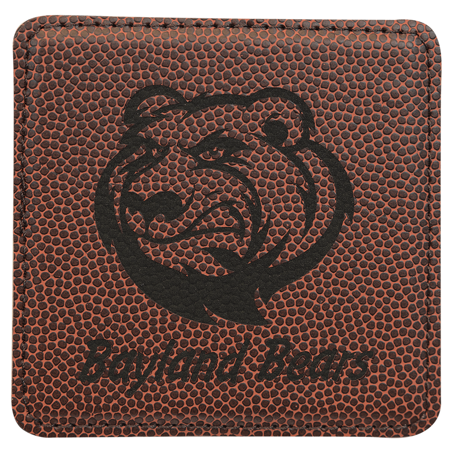 4" x 4" Square Football Laserable Leatherette Coaster