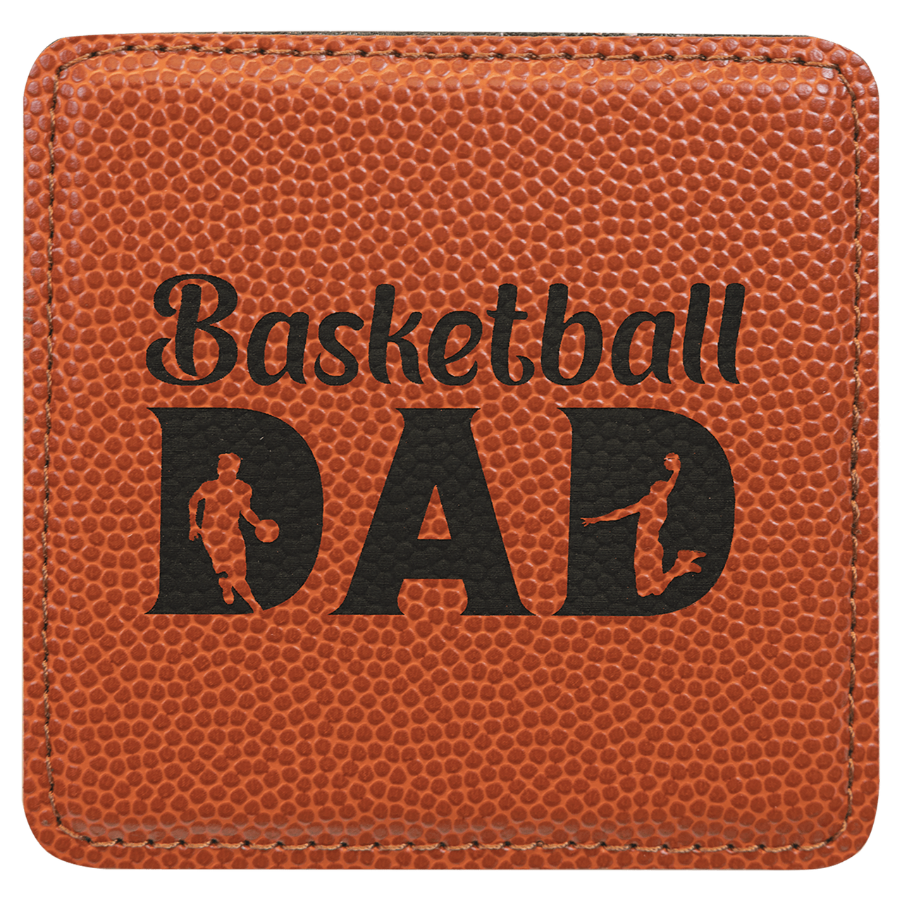 4" x 4" Square Basketball Laserable Leatherette Coaster