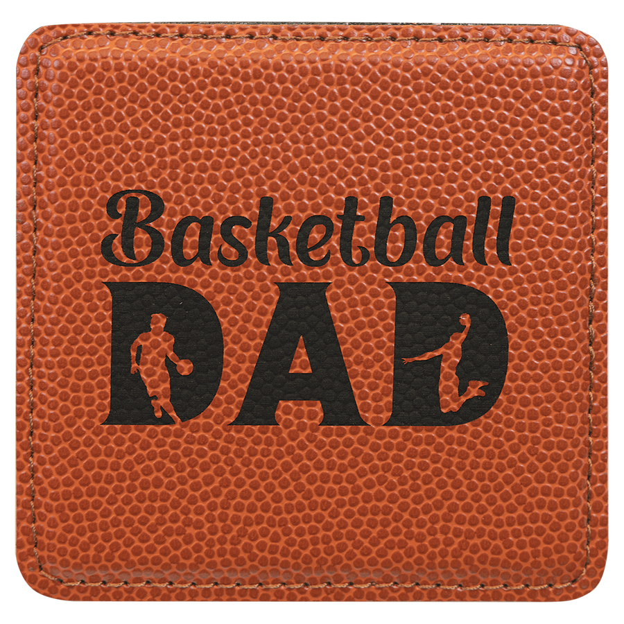 4" x 4" Square Basketball Laserable Leatherette Coaster