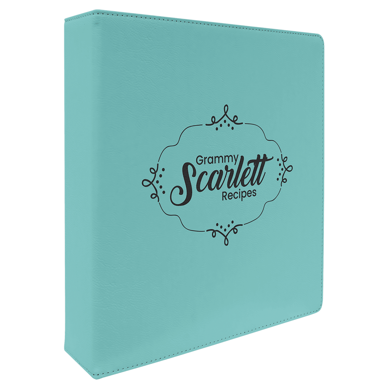 11" x 11 1/2" Teal Laserable Leatherette 3 Ring Binder with 2" Slant D Rings