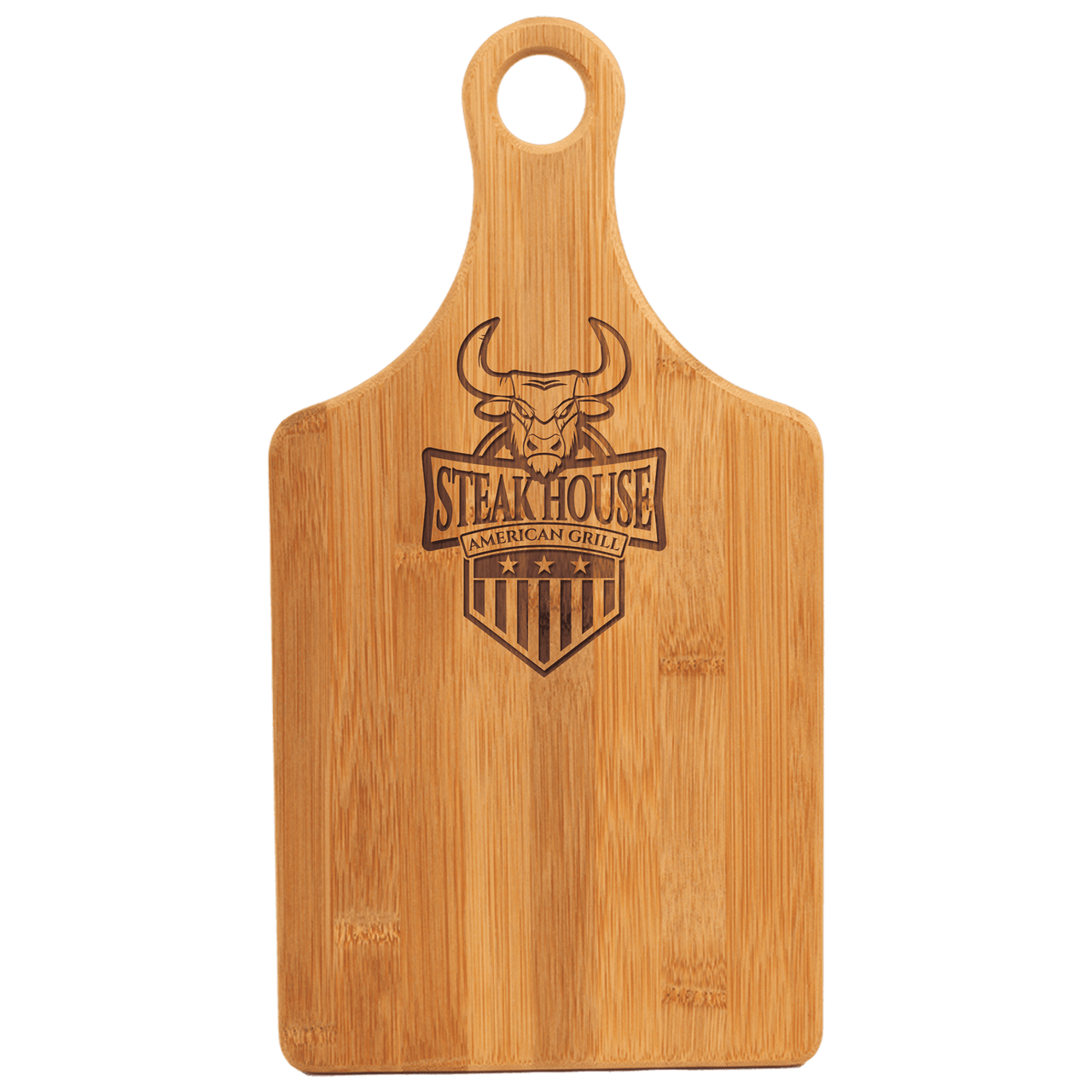 13 3/4" x 11" x 5/16" Bamboo Two Tone Cutting Board with Handle