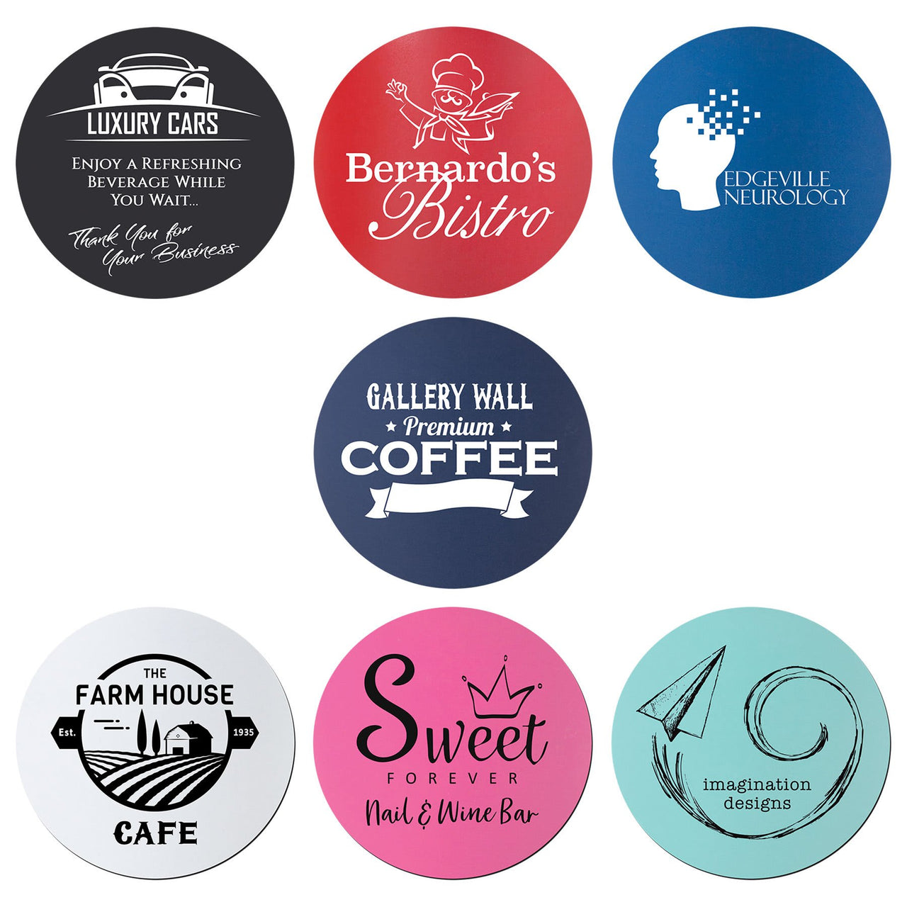 3 3/4" Round Silicone Coaster Sample Set