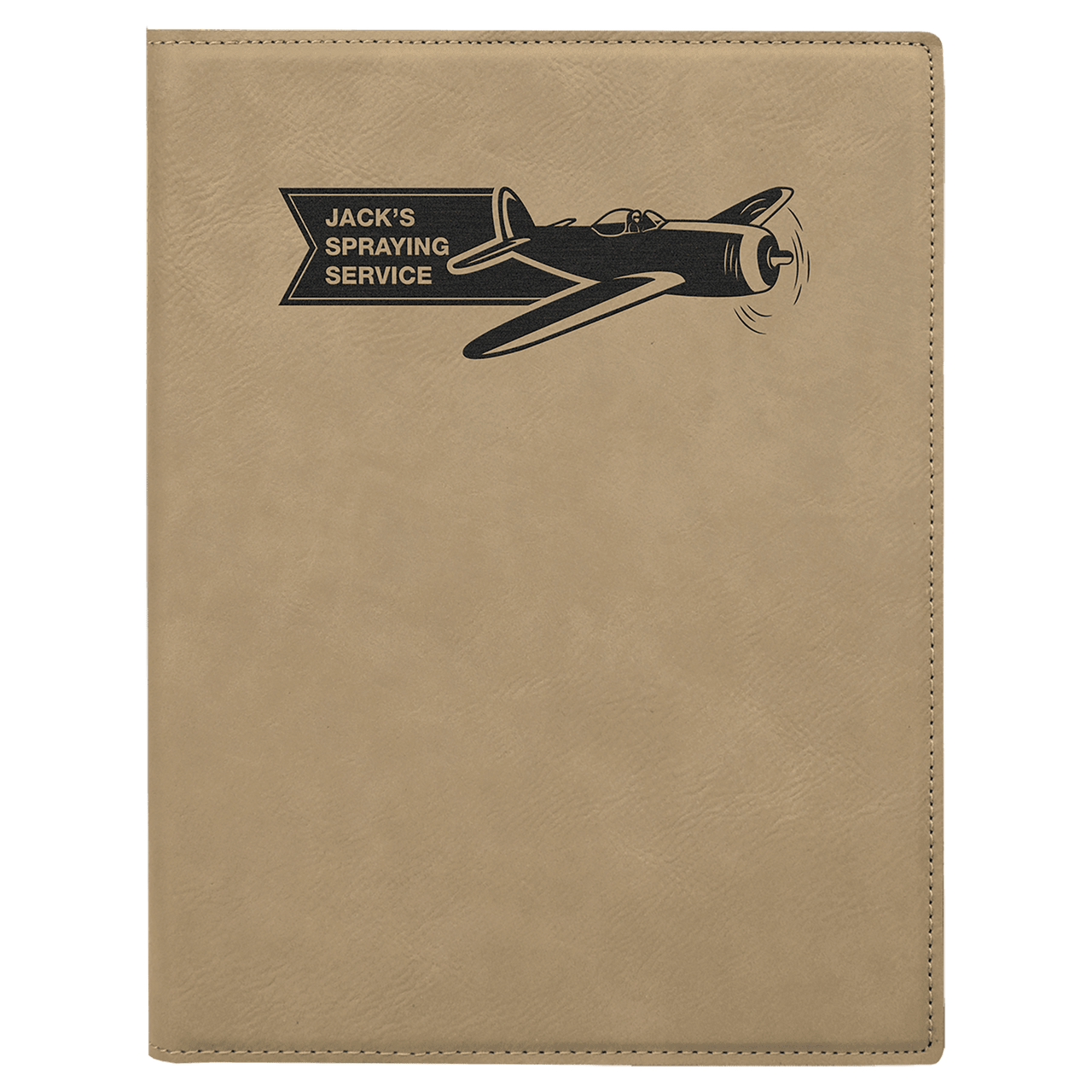 7" x 9" Light Brown Laserable Leatherette Small Portfolio with Notepad