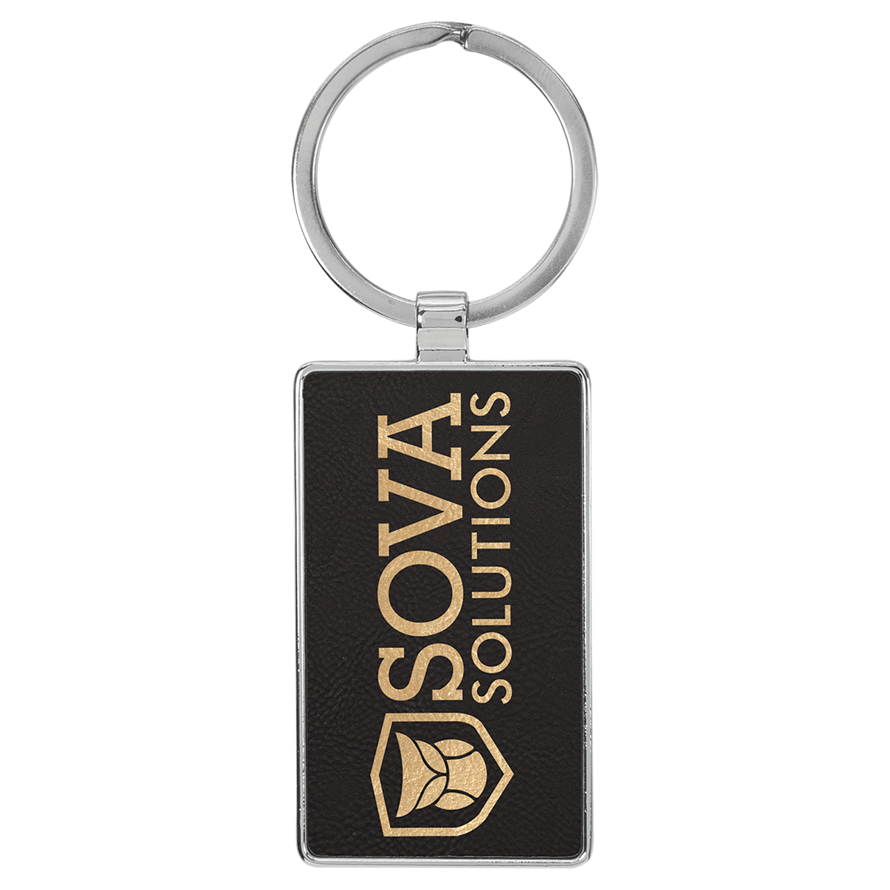 2 3/4" x 1 1/4" Light Brown Laserable Leatherette Rectangle Keychain