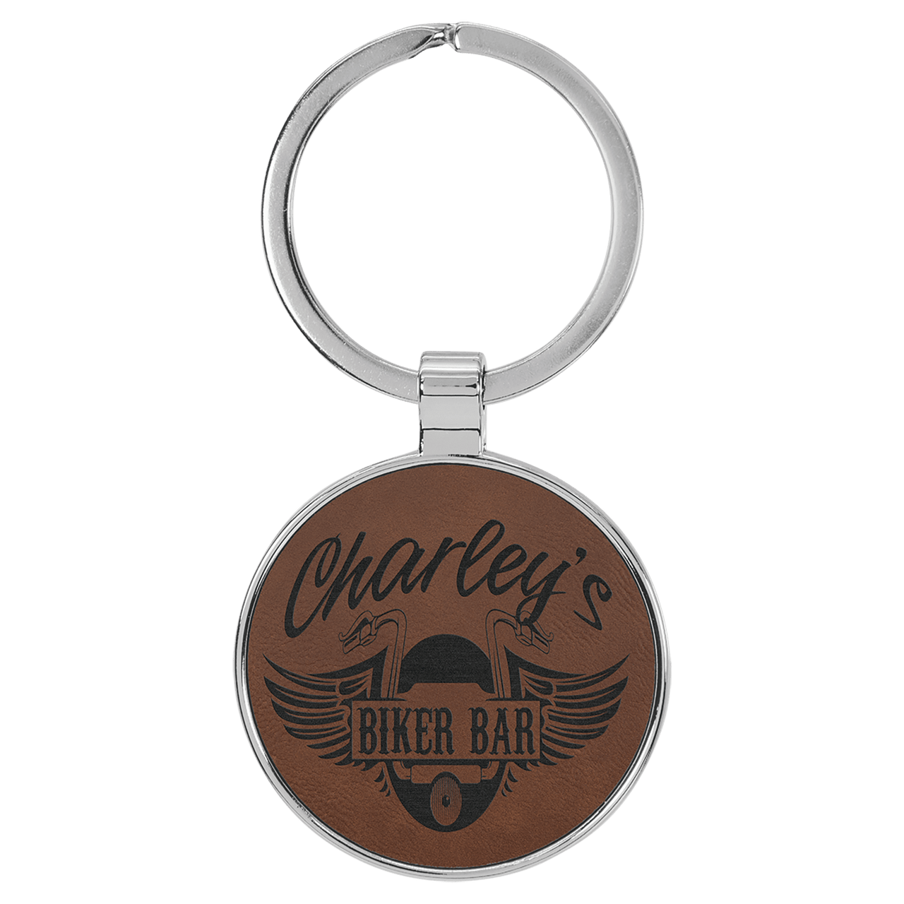 1 1/2" Brass and Leatherette Round Keychain Collection