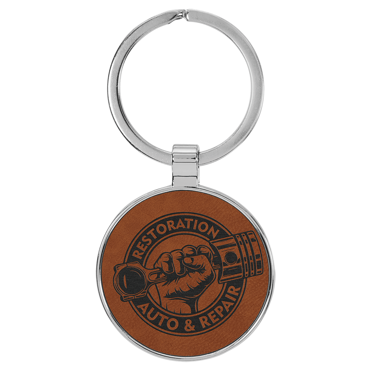 1 1/2" Brass and Leatherette Round Keychain Collection