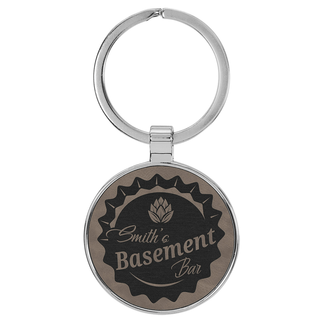 1 1/2" Brass and Leatherette Round Keychain Collection