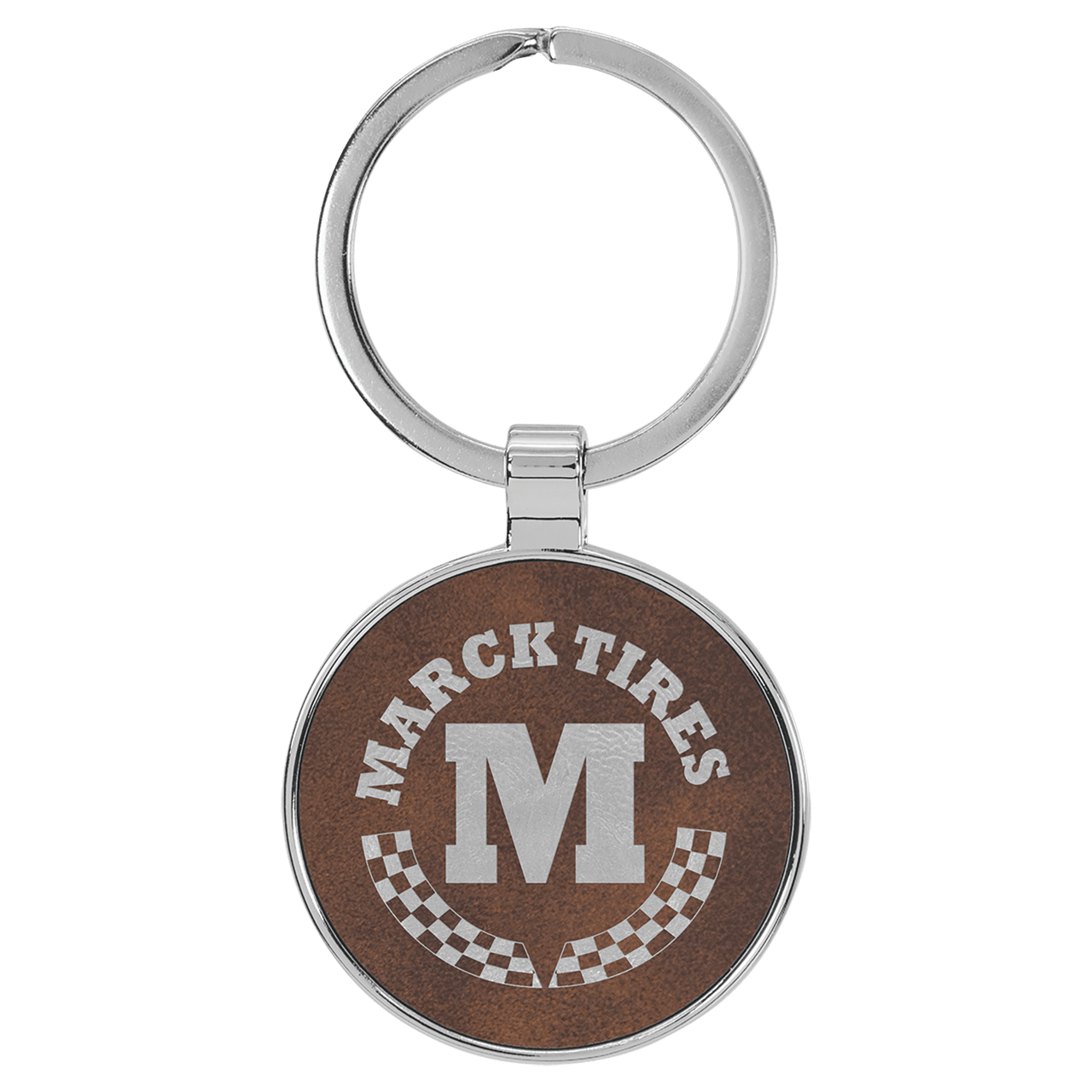 1 1/2" Brass and Leatherette Round Keychain Collection