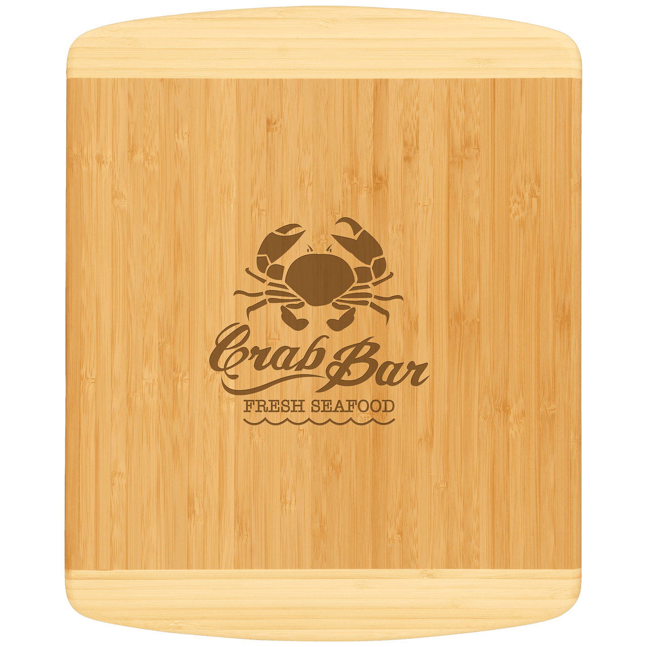 13 3/4" x 11" x 5/16" Bamboo Two Tone Cutting Board with Handle