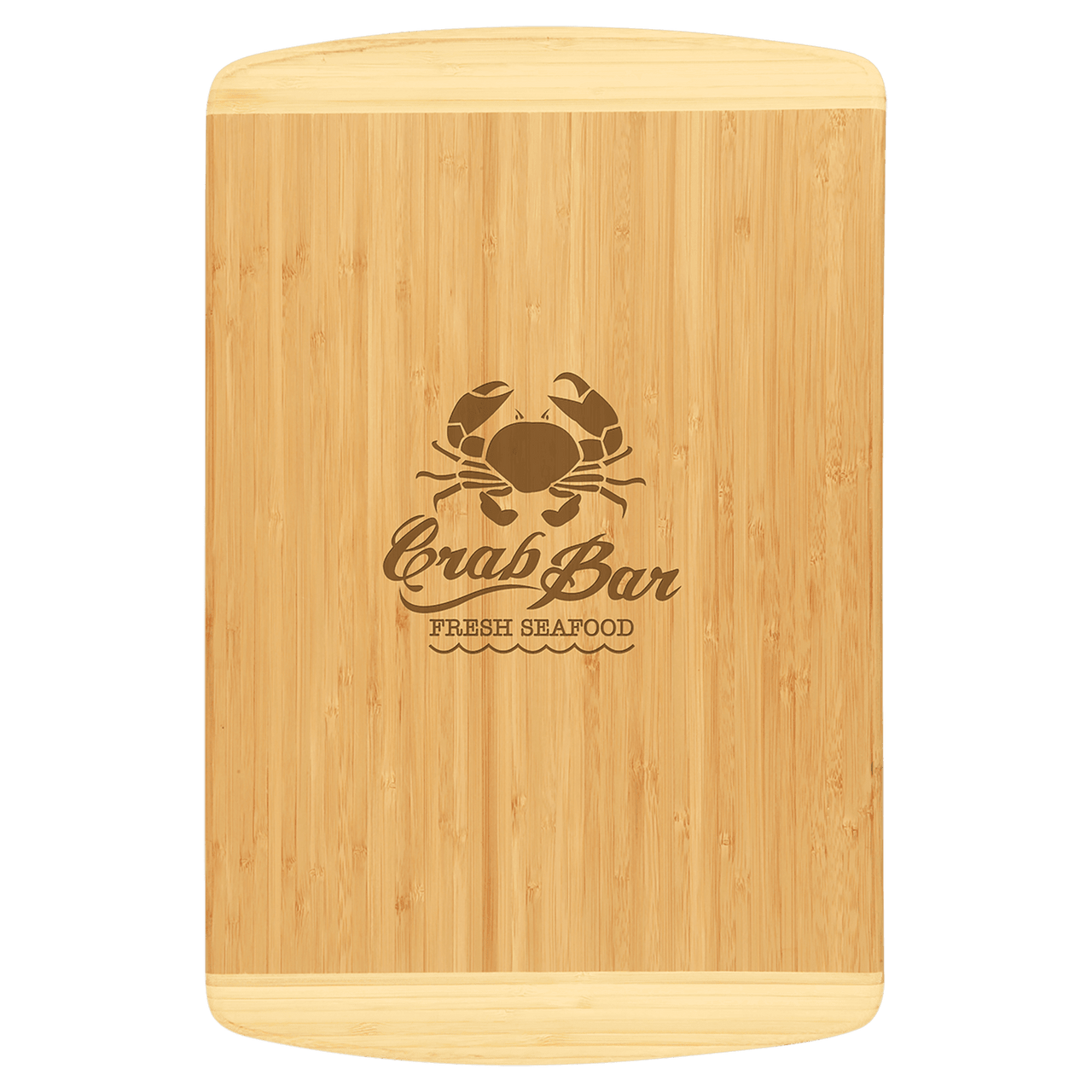 13 3/4" x 11" x 5/16" Bamboo Two Tone Cutting Board with Handle