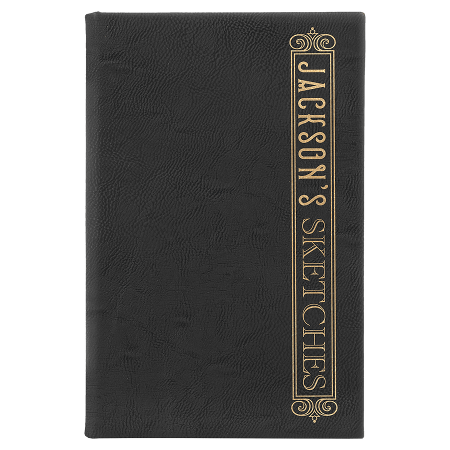 5 1/4" x 8 1/4" Laserable Leatherette Sketch Book with Unlined Notepad Sample Set