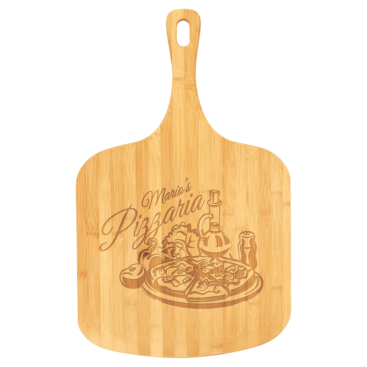 13 3/4" x 11" x 5/16" Bamboo Two Tone Cutting Board with Handle