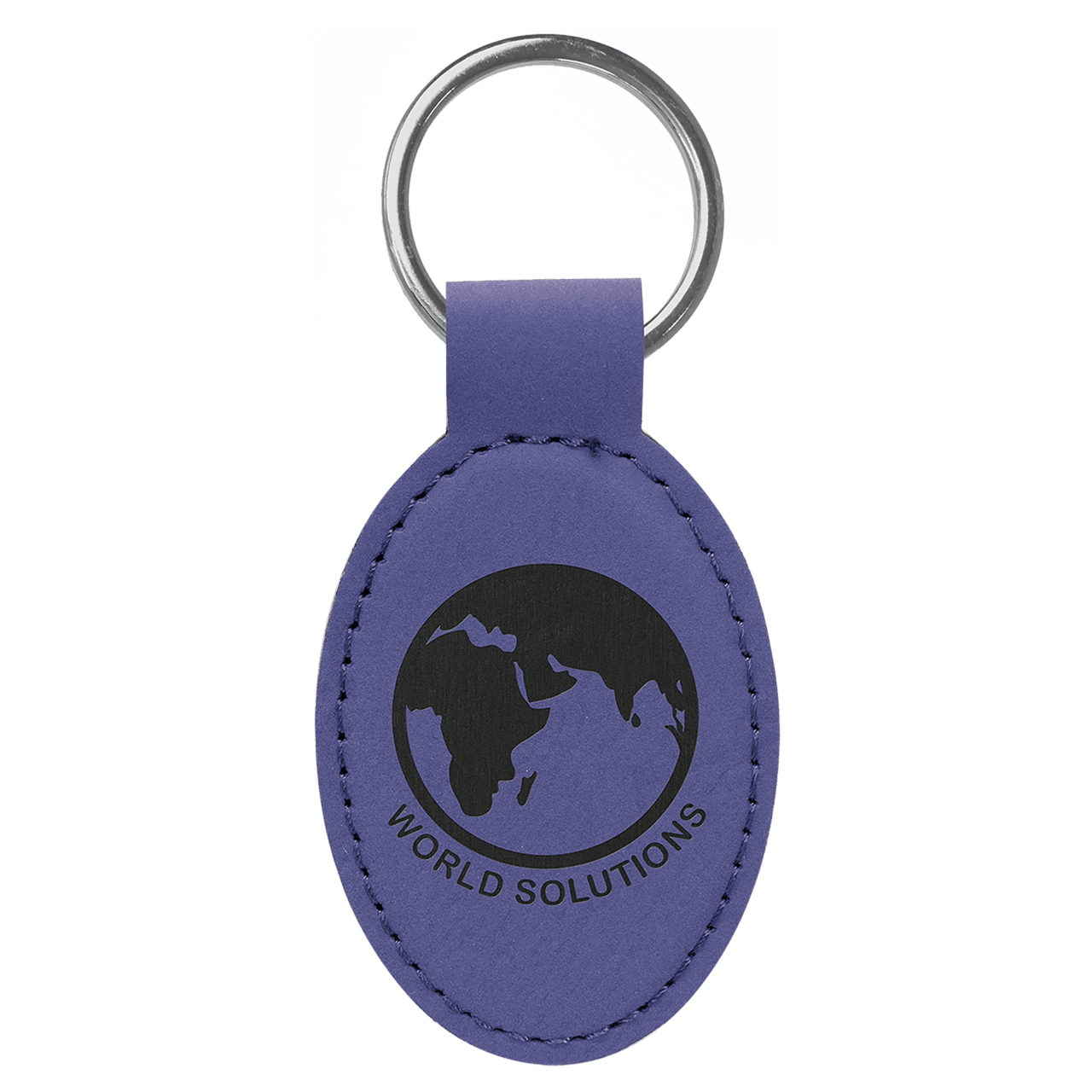 3" x 1 3/4" Purple Laserable Leatherette Oval Keychain