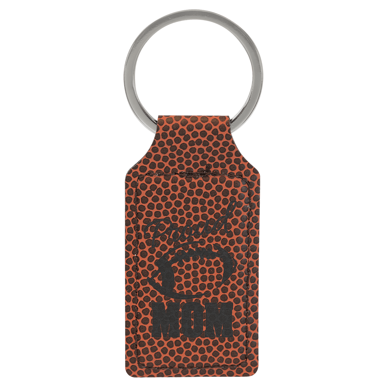2 3/4" x 1 1/4" Football Laserable Leatherette Rectangle Keychain